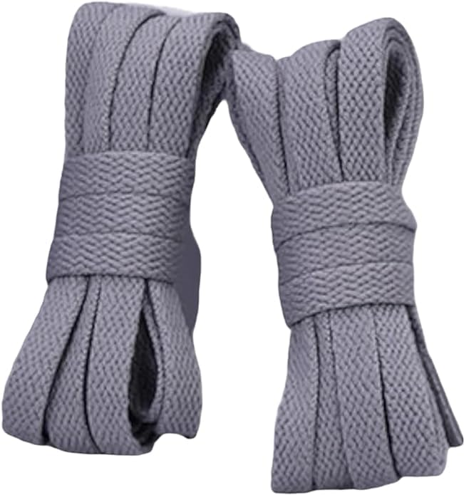 Danraw Stores [Par] Cordones planos para zapatos, encaje suave para tenis, poliéster, deportes, casual, senderismo, montañismo, caminar, correr, gris, 120