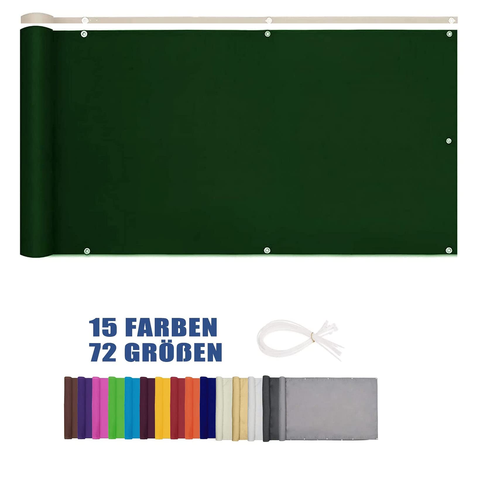 Fascette stringicavo in nylon per balcone, 9 x 8,5 m, resistente alle intemperie e ai raggi UV, per esterni, patio, giardino, cortile, scudo verde scuro