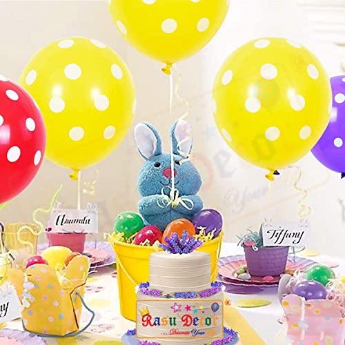 Image of RasuDecor 10 Pieces 12 inch Polka Dot Latex Balloon Yellow and White Dot Colorful Balloons, 12 Inch Latex Polka Dots Balloons for Kids Women Men Birthday Easter Engagement Wedding, Halloween Party Supplies Decor #RasuImpex (10Pcs 12 inchPolkaDotYellowWhite)