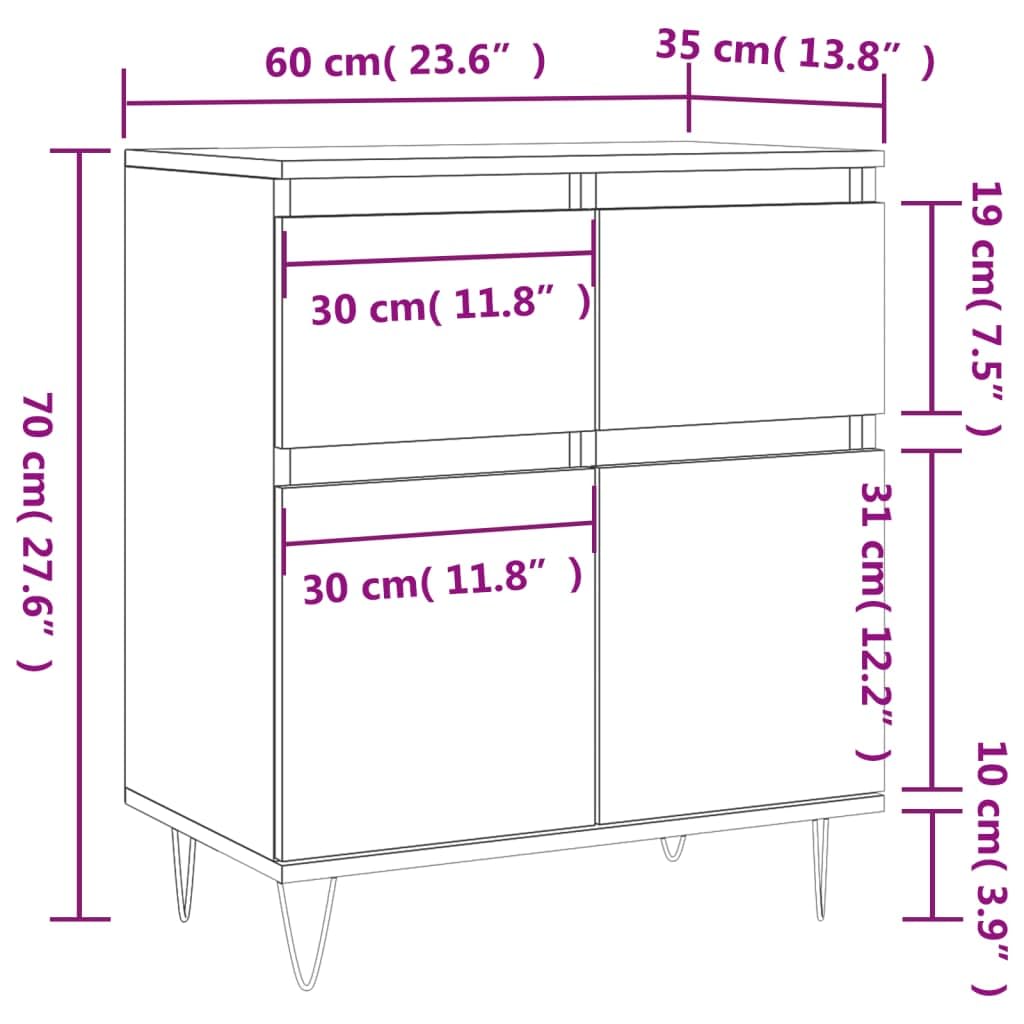 vidaXL Buffet, Armoire avec Pieds, Meuble de Rangement, Organisateur de Salon Salle de Séjour Maison Intérieur, Sonoma Gris Bois d'Ingénierie