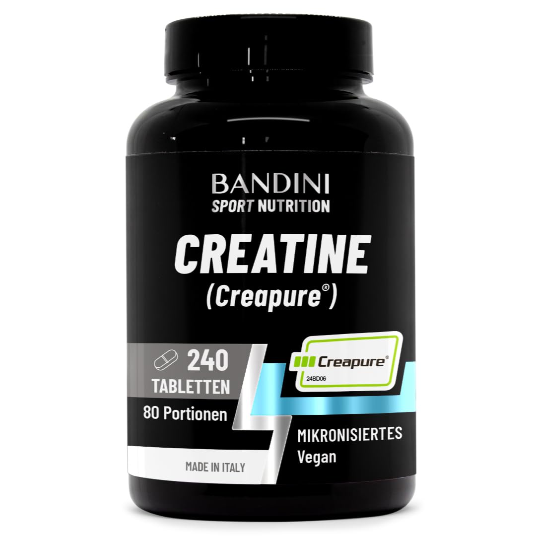 Bandini® Creatine CREAPURE® Monohydrate 240 Tabletten - Training, Sport, Gym und Pre Workout Supplement - 100% Vegan - Basierend auf Kreatin Monohydrat für ATP und Erholung