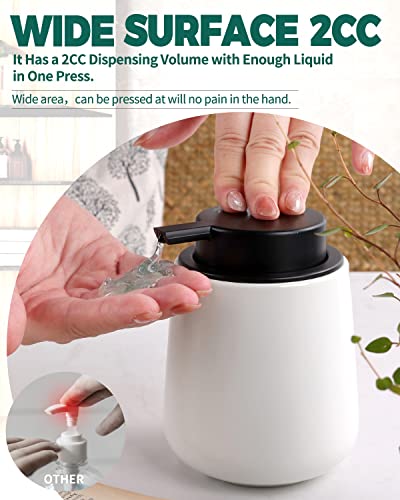 Image of Bosilunlife Liquid Soap Dispenser - 12Oz Lotion Dispenser with Pump Matte White Ceramic Soap Dispenser Bathroom Dish Hand Wash Dispenser for Kitchen Pump Dispenser