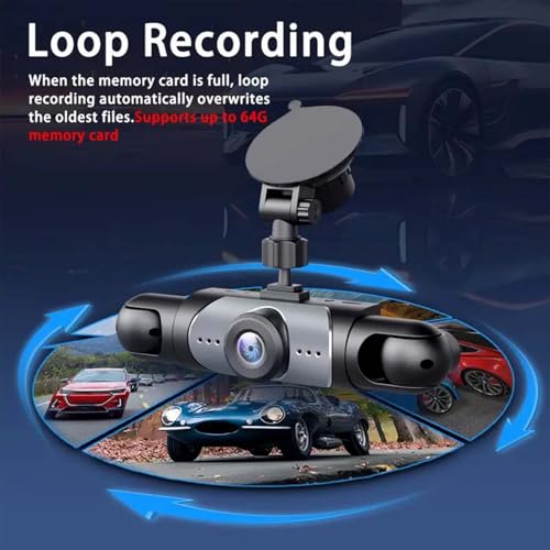 Image of Sakerplus Full View Car Dashcam System, 360 4-Channel Dash Cam for Vehicles, 1080P Full HD Dashcam with 128GB SD Card, Night Vision, G-Sensor & Loop Recording, Dash Cam Front and Rear Coverage