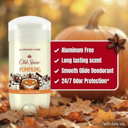 Image of Old Spice Aluminum Free Deodorant for Men, Fallidudes Limited Edition, 24 /7 Frightful Freshness and Odor Protection, PumpKing Pumpkin Spice Scent, 3.0 oz