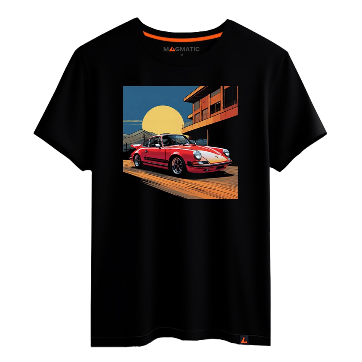Magmatic - T Shirt Voiture Collection pour Homme Unisex Enfant, Collection Sunny Rides Tee Shirt Noir Premium 100% Coton, Cadeau collectionneur, passionné Auto, Fan de Voiture