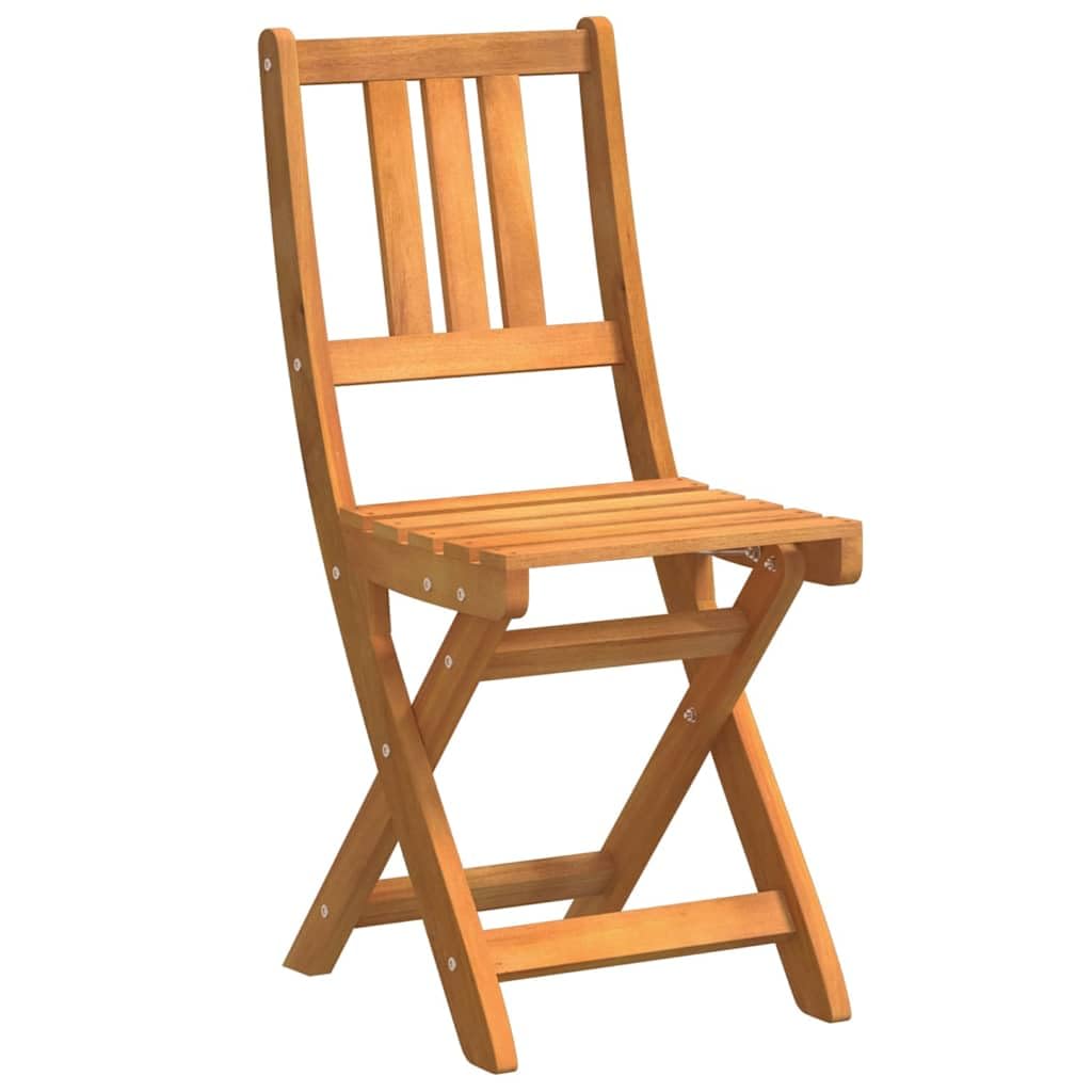 Set Bistro Pieghevole 3 Pezzi Legno Massello Acacia da Giardino | Arredo compatto salvaspazio con finitura ad olio naturale per momenti di relax su balcone, terrazzo o patio esterno.