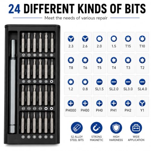 Image of 24-in-1 Precision Screwdriver Set, Magnetic Repair Kit with Aluminum Handle