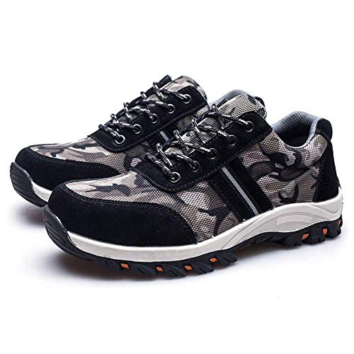 Farrom Hombre Indestructible a Prueba de Balas Seguridad Zapatos Militar Trabajo Ligero Zapatillas - Gris, 43 EU