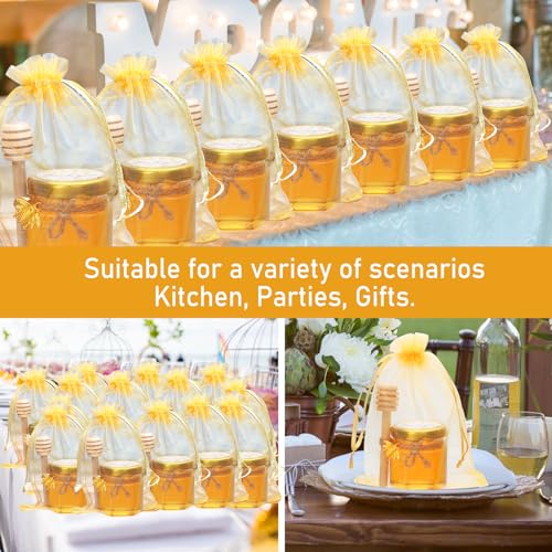 Xing-Ruiyang X001 1.5 Oz Glass Honey Jar- Small Hexagonal Honey Jars With Wooden Dipper Gold Lid Bee Charms Gold Gift Bags And Rope For Baby Shower Wedding Party Favors thumb #5