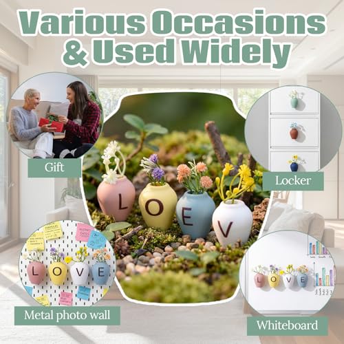 8 imanes mini jarrones decorativos para nevera con flores miniatura 6