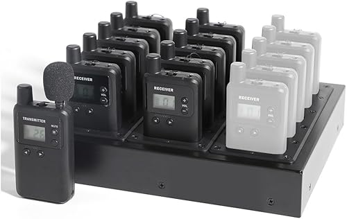Miniatura 2 de AGJ Sistema inalámbrico de guía turístico, micrófono de guía turístico, auriculares de guía turístico, 1 transmisor, 10 receptores, 1 cargador de