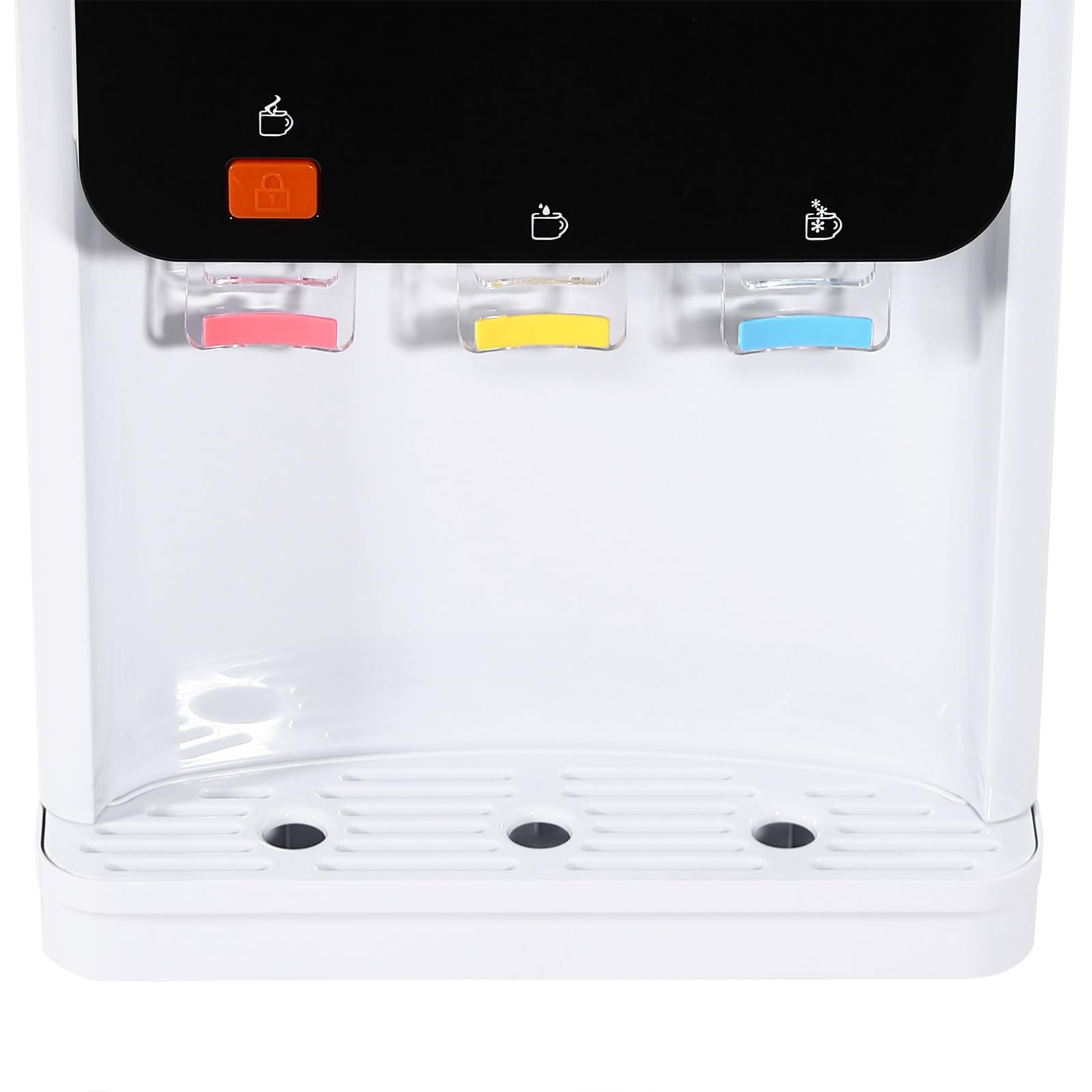 Distributore di acqua calda e fredda a 3 temperature, con riscaldamento rapido da 500 W, 75 W, sistema di raffreddamento per bambini 304, serbatoio in acciaio inox per casa, ufficio, bianco, 31 x 30 x
