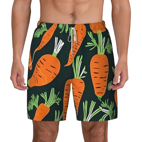 Happy Carrot Seamless Patternshort Swim Trunks with Waist Rope and Two Side Pockets Beach Shorts Bathing Suits for Men