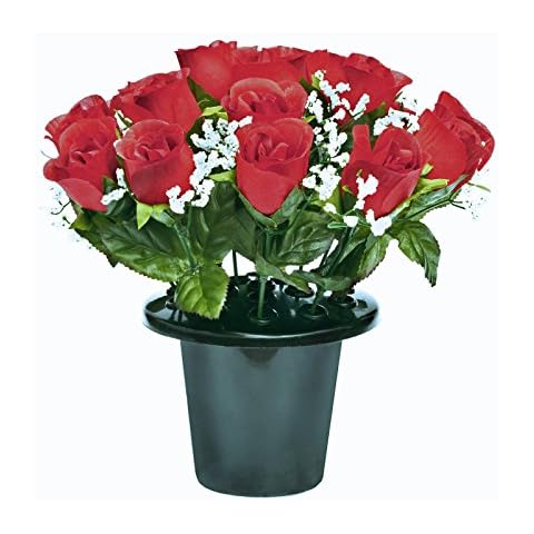 FloristryWarehouse Grave Pot with Roses and Gyp Cover