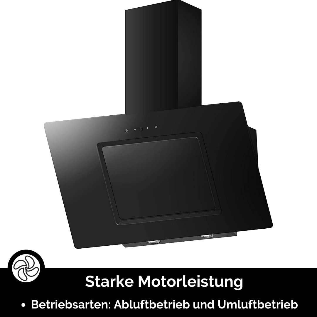 PKM S26-90BBTY EEK B Kopffreihaube, 90 cm breit, 348 m/h, TouchControl, 3 Leistungsstufen, Glas schwarz