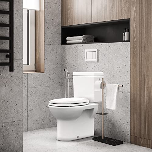 Round Toilet Seat with Toddler Seat, PP Safe Material, 2 in 1 Toilet Seat for Family Built-in Baby Seat Removable, 17inch,Soft Close + Easy Clean(White)