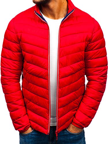 Preisvergleich Produktbild BOLF Herren Übergangsjacke Steppjacke Daunenjacke Sportjacke Freizeitjacke Kapuze Reißverschluss Street Style J.Style LY1015 Rot XL [4D4]