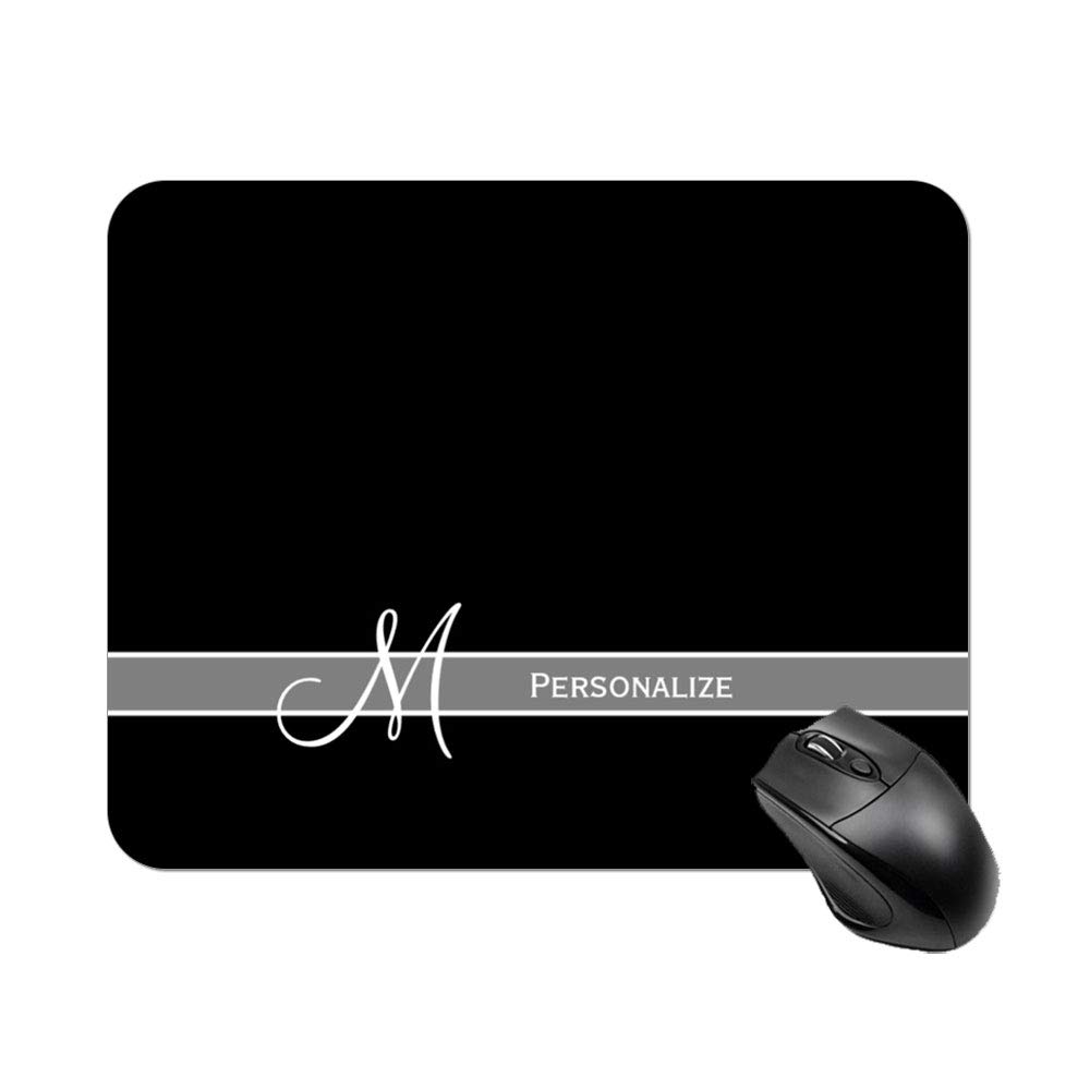 Gaming Mouse Pad Elegant Black and White Monogram with Name Design for Desktop and Laptop 1 Pack 22x18cm/8.66x7in