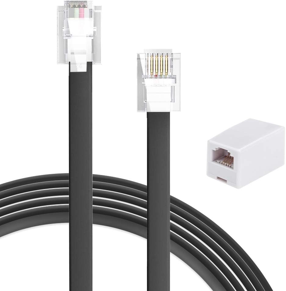 Black Telephone Landline Extension Cord Cable Line Wire with Standard