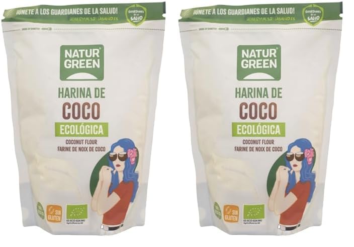 Farine de noix de coco biologique sans gluten 500 g de poudre (Lot de 2)