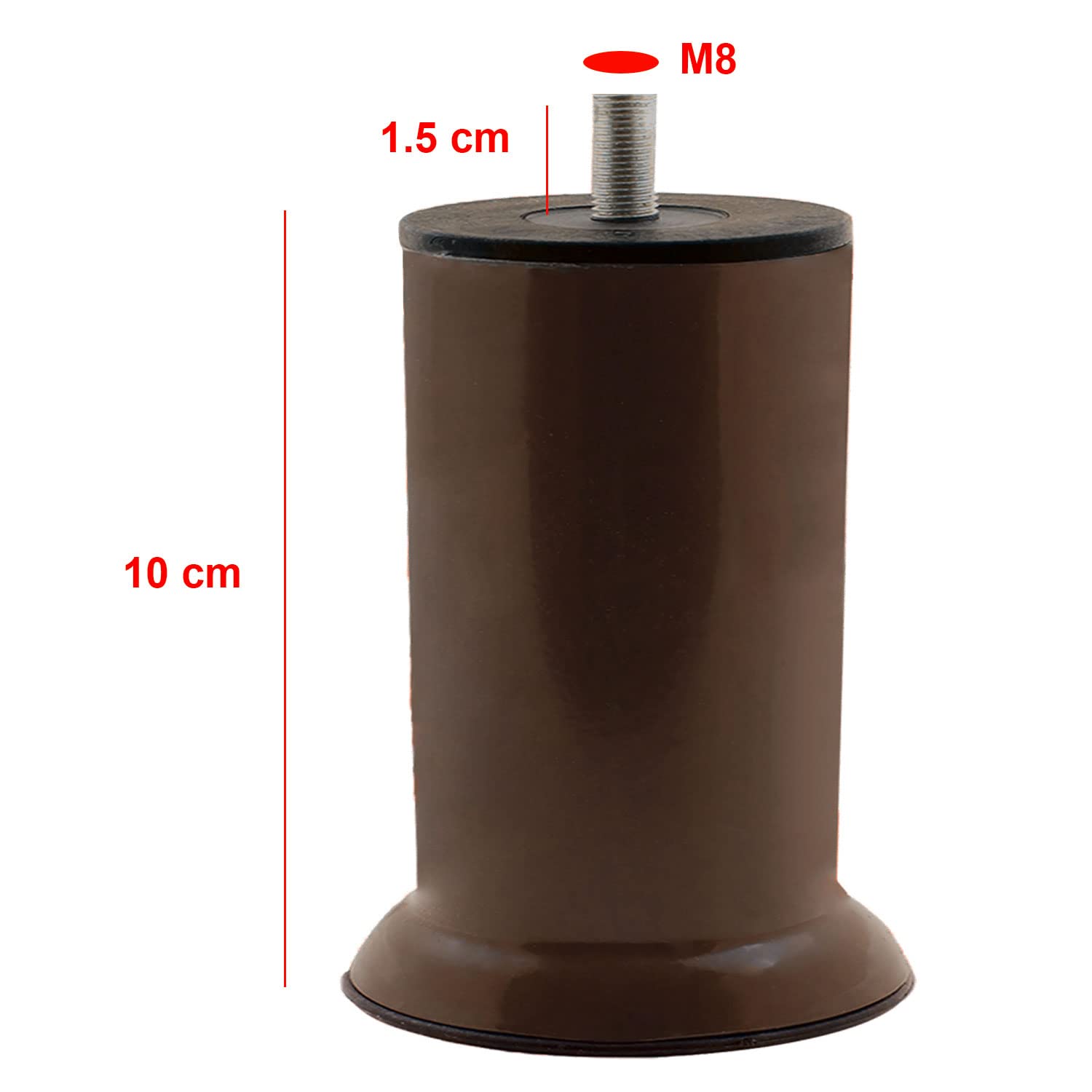 Mobilya Metal Kanepe Baza Koltuk Destek Ayağı M8 Civata Kahverengi Metal Ayak 10 Cm (4 ADET)