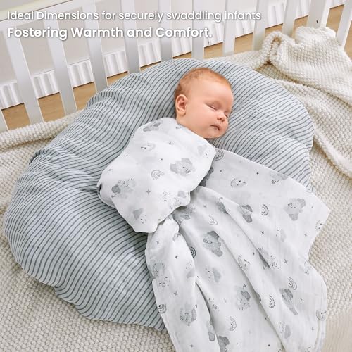 Image of Softan Swaddle Blankets for Baby Girls & Boys Gift, Large 47X47 inches Receiving Blankets for Newborn,4 Pack Gray Elephant
