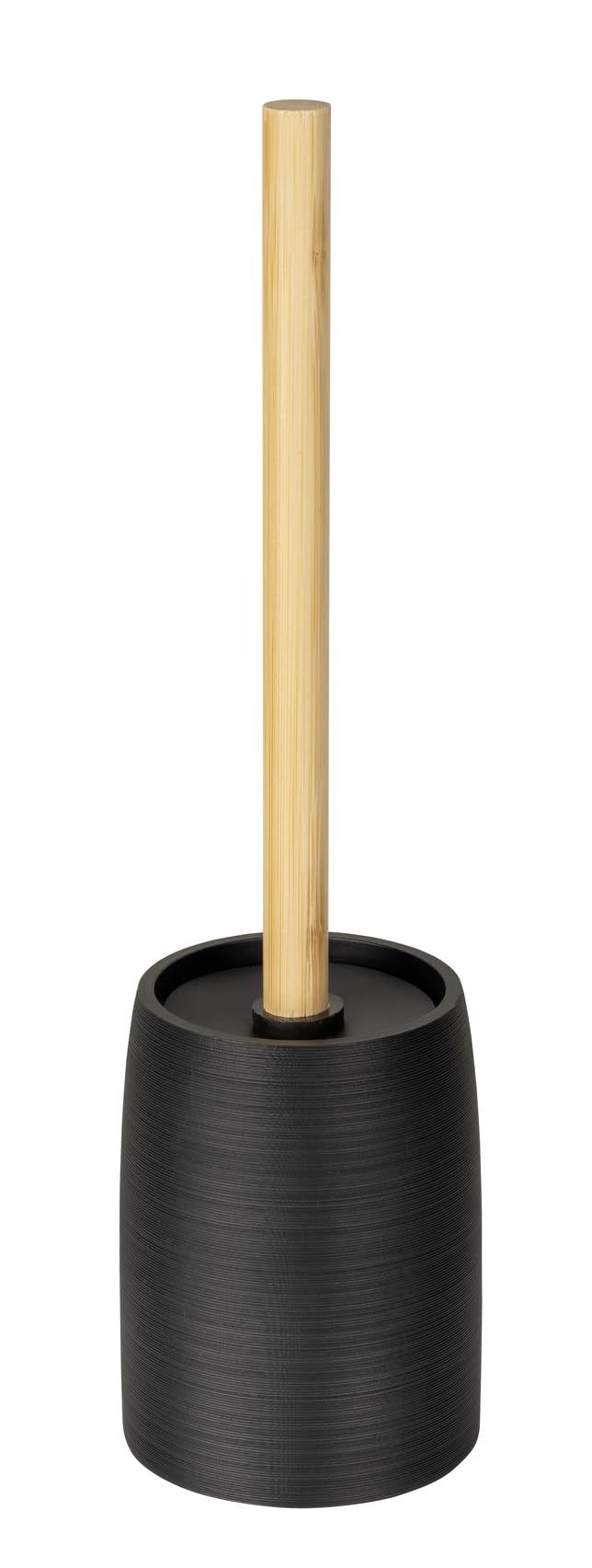 WENKO Altavalle Freestanding Toilet Brush Stylish Bathroom Accessories Made of Polyresin and Bamboo Diameter 10.5 cm Height 38.5 cm Black Natural