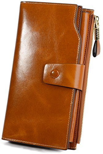 YALUXE Women's Genuine Leather Wallet RFID Blocking Multi Card Holder with Cell Phone Pocket Mothers Day Gifts