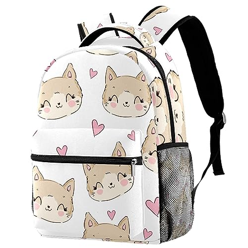 Sac à dos de voyage Campus chat multicolore anti-fuite avec poche bouteille pour enfant