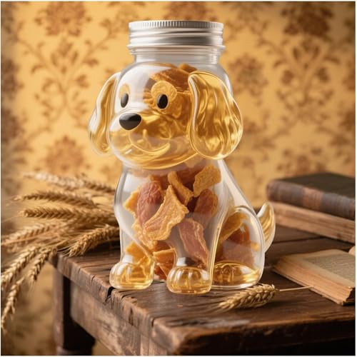 Golden Retriever Snack Jar-Airtight Treat Containers With Lids-Adorable Glass Food Jars-Handmade Dog Shape Glass Storage Can-Novelty Cute Cookie Jars-For Kitchen And Countertop Decor Pet Lovers Gift