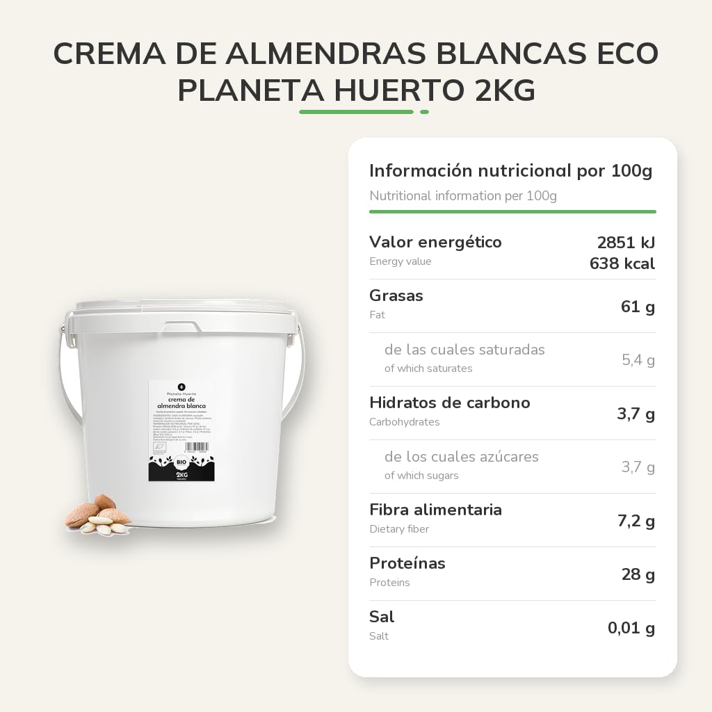PLANETA HUERTO | Crema de Almendras Blancas ECO 2kg