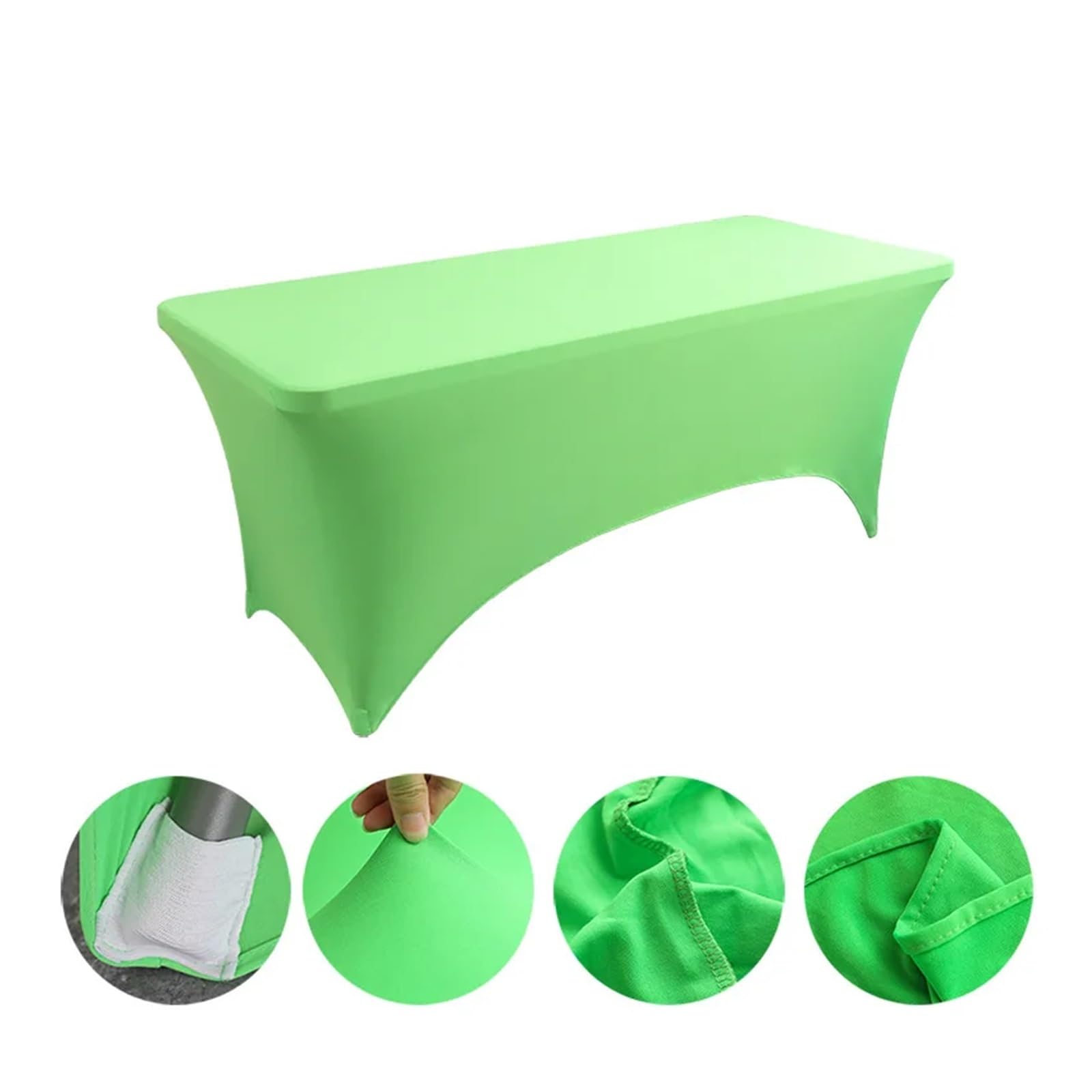 TIYGHI Spandex Tablecloths Spandex Fitted Stretch Table Cover 4-8FT Folding Table Rectangular Cocktail Tablecloth Perfect For Wedding Party Banquet (Color : Apple green, Size : 4 FT)