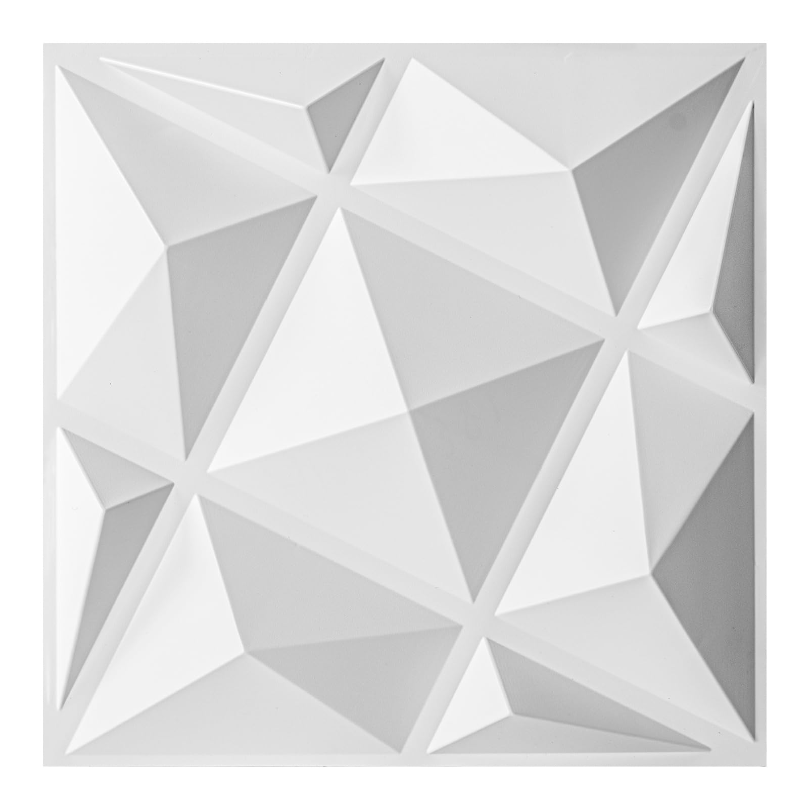 Art3dwallpanels 20 Pack 3D Wall Panels for Interior Wall Decor, 12''x12'' White Accent Diamond Panels for Gaming Room Bedroom TV Background, White