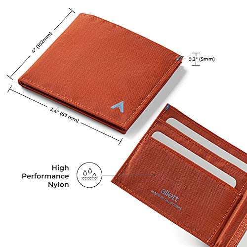 Image of Allett ID Wallet, Potters Clay | Nylon, RFID Blocking | Slim Minimalist Bifold Wallet, Water Resistant, Durable, Thin, Front Pocket | Holds 4-12+ Cards, Cash