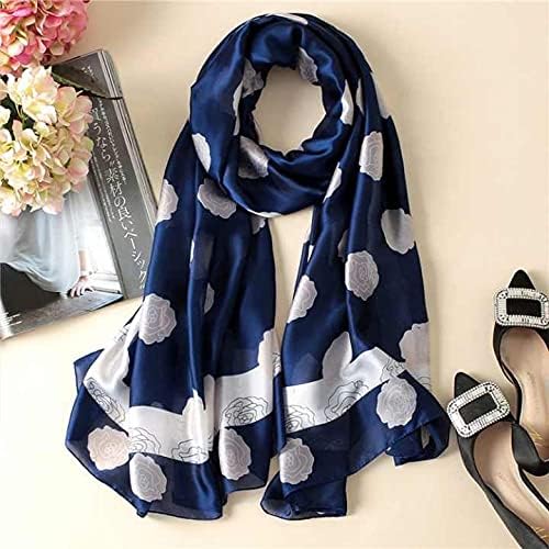 Image of Floral Printed Silk stole | silk Scarf for Women | stylish silk stole for women | Soft Lightweight Stole, Shawl & Neck Wrap | Scarf for Wedding, Party, Travel & Casual Wear