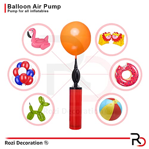 Image of Rozi Decoration PVC Reusable Manual Balloon Inflator Hand Balloon Pump, Glue Dot And Balloon Arch Pack of 3 Red and Transparent