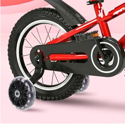 Ruedas de entrenamiento y campana resistente para bicicleta con soportes ajustables negros, incluye herramienta y rueda trasera luminosa para balance y seguridad miniatura 5