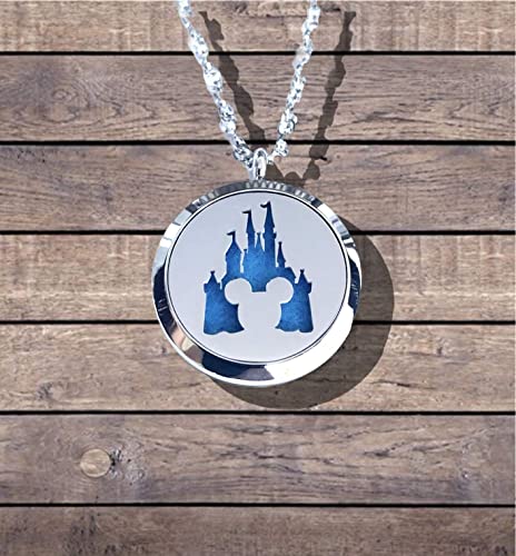 FIKA Mickey Aromatherapy Essential Oils Necklace Pendant Air Freshener Locket Pads included (Magic Kingdom)2