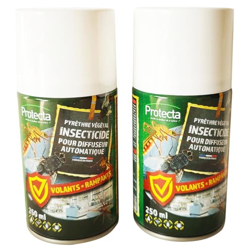 PROTECTA - Recharge Pyrèthre Anti Mouches & Anti Moustiques - Lot de 2 - Manuel ou pour diffuseur...