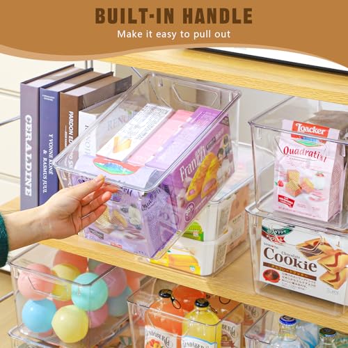 Image of 6 Pack Clear Storage Bins with Lids, 7 Quart Stackable Storage Boxes for Storage and Organization, Plastic Storage Containers with Lids, Plastic Bins with Handles for Office, Bedroom, Study Room