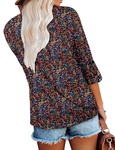 ROSELINLIN Womens Long Sleeve Tunic Tops Floral Fall Blouse Shirts4