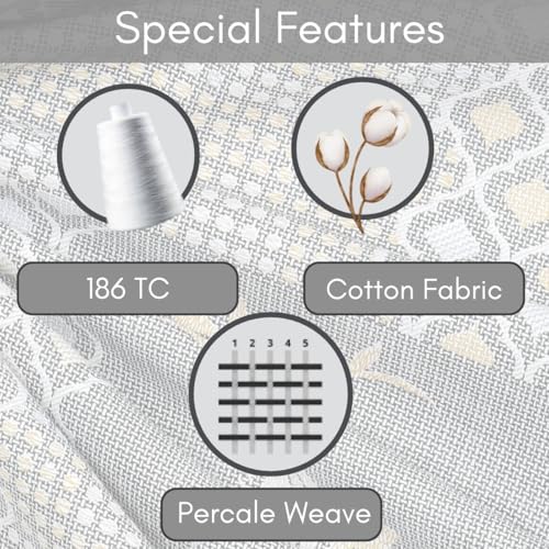 Image of Mafatlal 186 Tc Corsica Pure Cotton King Size Bedsheet | 108 X 108 Inches | Refreshing Summer Chadar for Breathable Sleeping Comfort | Bedding Set with 2 Pillow Covers | Star White