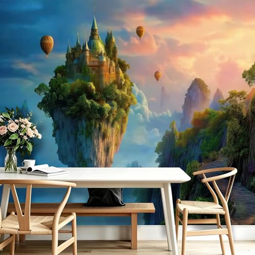 Papier peint panoramique effet 3D montgolfière grand format 200x140cm