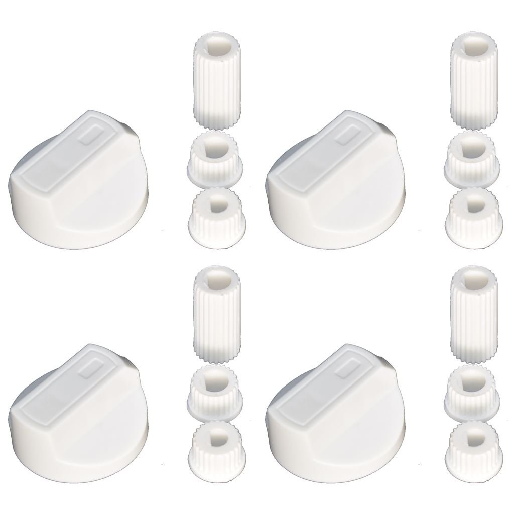 Ufixt 4X Universal Cooker Control Knob Kit White Compatible With Candy, Cannon, Creda, Hoover Gas Electric Oven Hob