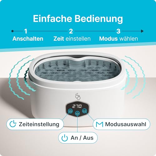 KLARBERG® Ultraschallreinigungsgerät Brille, Schmuck uvm. I Ultraschallreiniger I Ultraschallbad für eine Tiefenreinigung I ultrasonic cleaner, Brillenreinigungsgerät (600ml)