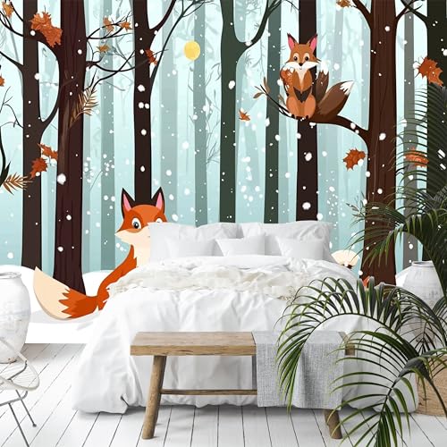 Murales de pared de tamaño personalizado, pinturas de bosque brumoso, papel tapiz autoadhesivo extraíble para dormitorio