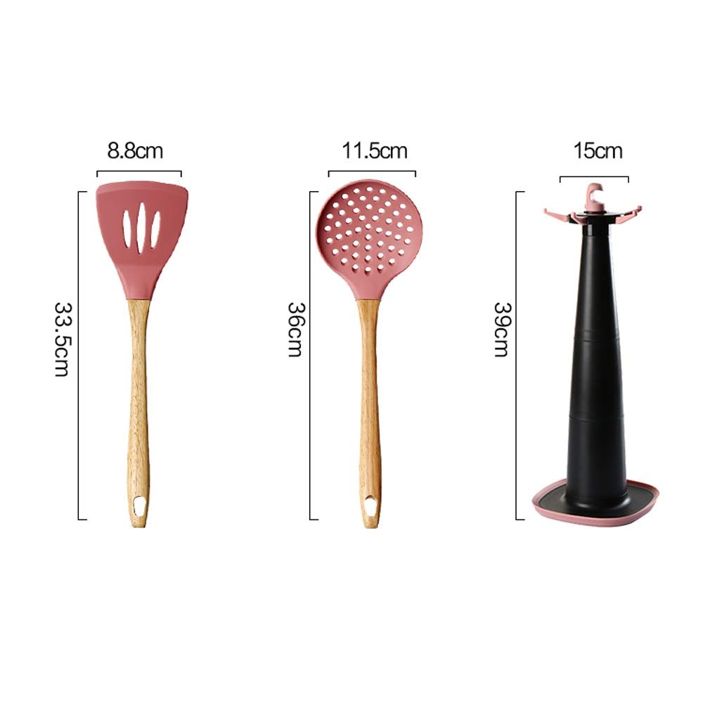 Stojak Łopatka kuchenna Płaska szpatułka Łopatka do makaronu Łopatka silikonowa Nieprzywierająca garnek Łyżka do zupy Łyżka kuchenna Wyciekająca silikonowa szpatułka do gotowania Durszlak