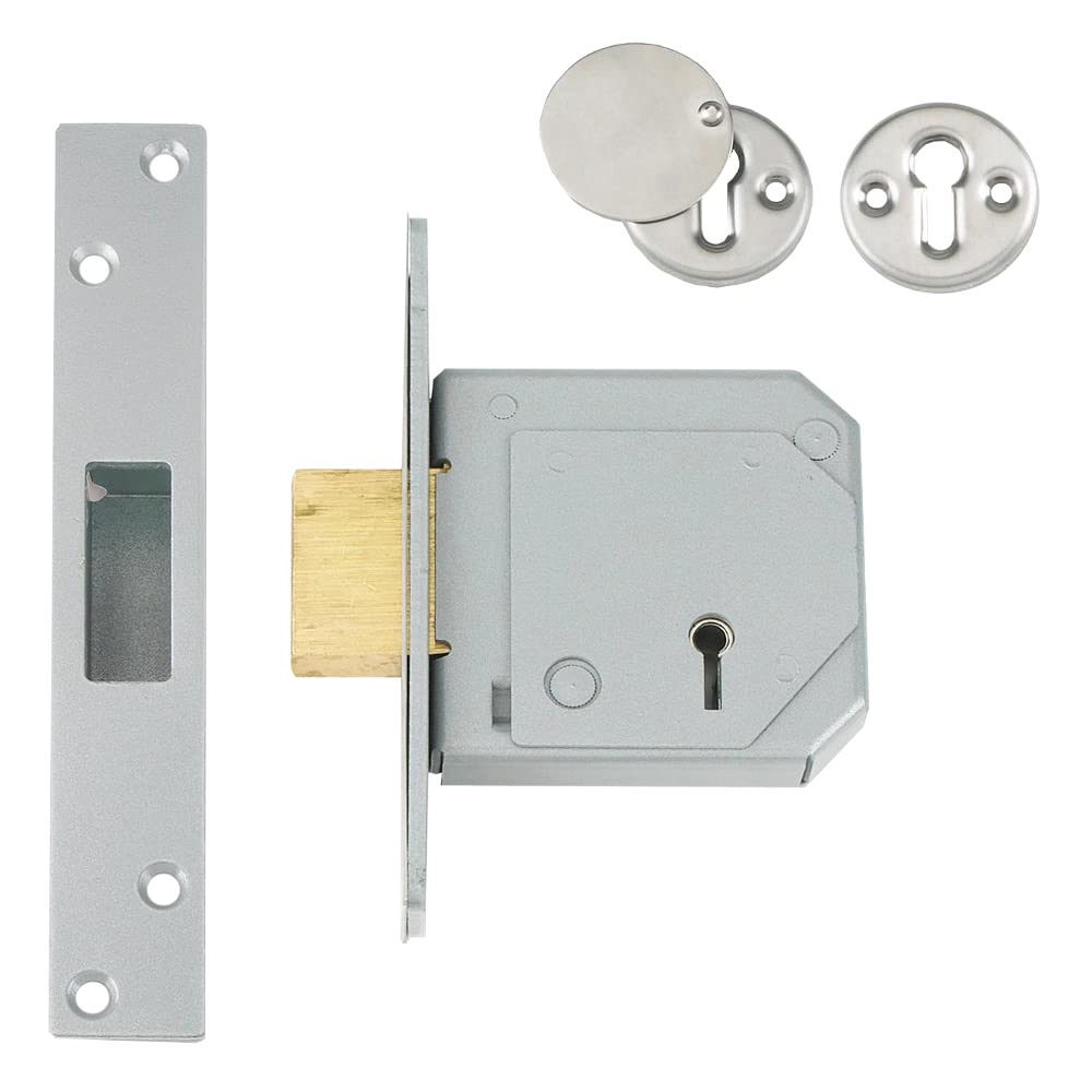Union Grey Locks C-Series B-3G114e-Sc-67 5-Lever Mortice Deadlock Satin Chrome - 67Mm Case