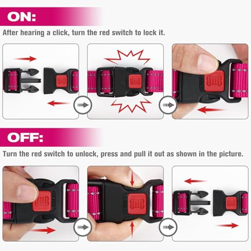 Joytale Martingale Collar for Dogs, Reflective Heavy Duty for Safety, Quick Release Buckle, Adjustable Nylon Collars for Medium Dogs Walking Training, Hotpink,M - Image 7