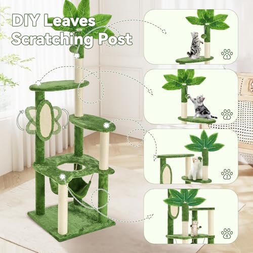 Árbol para Gatos con Hojas Verdes, Torre Multi-Niveles de 61" miniatura 4